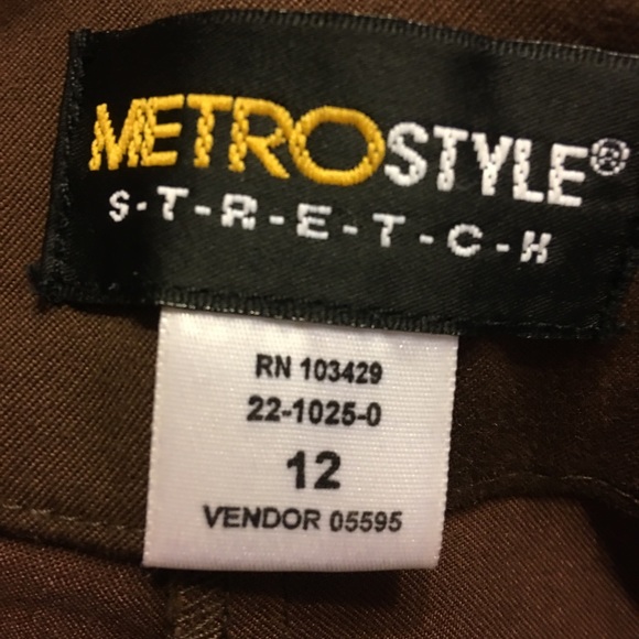Metro style brown boot cut stretch slacks 12 - Picture 5 of 6
